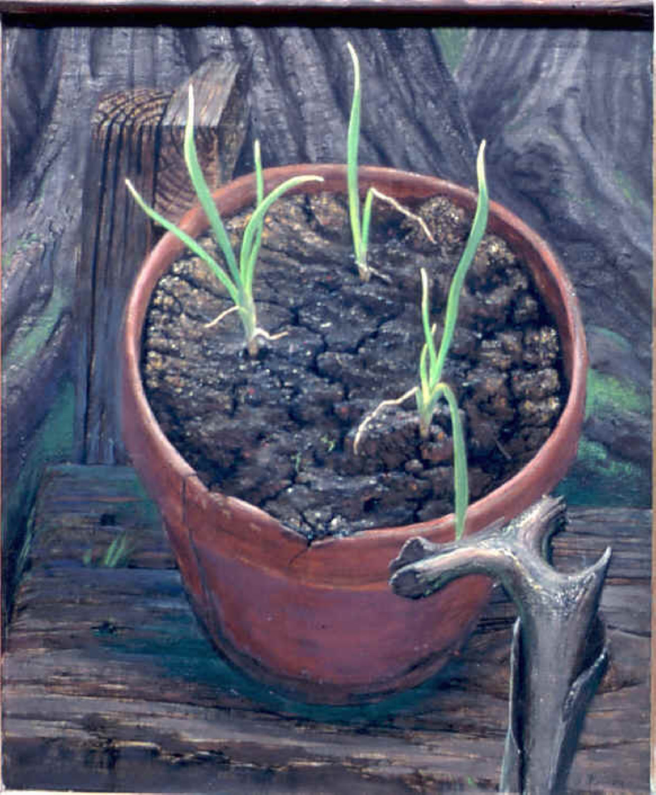 Onions, C.A. 1941, egg tempera on panel. A painting by Abe Weiner.