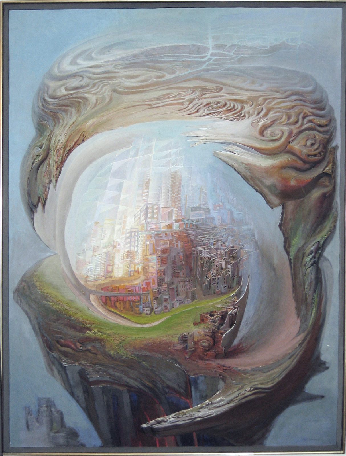 Shell, 1965, mixed media on panel. A painting by Abe Weiner.