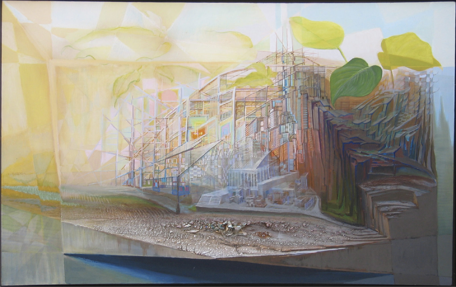 Past, Present and Future, 1969, mixed media on canvas. A painting by Abe Weiner.