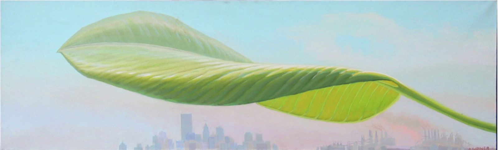 View from Window, ca. 1975, acrylic on canvas. A painting by Abe Weiner.